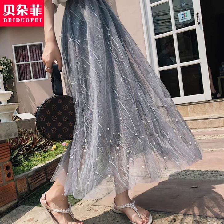 网纱裙子仙女超仙森系半身裙女中长款2021...