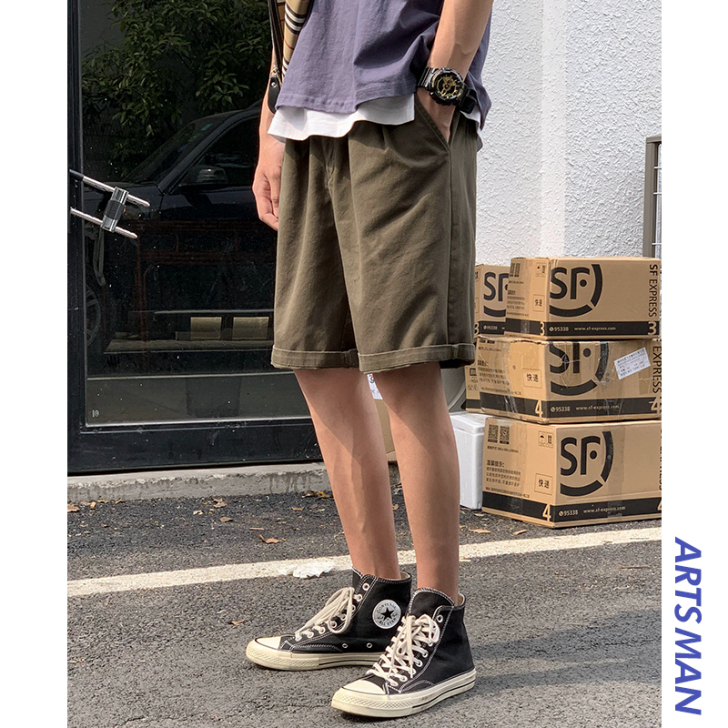 @港仔文艺男 夏季男士工装短裤韩版潮流裤子...