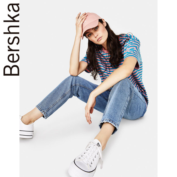 Bershka女士 直筒宽松高腰牛仔裤