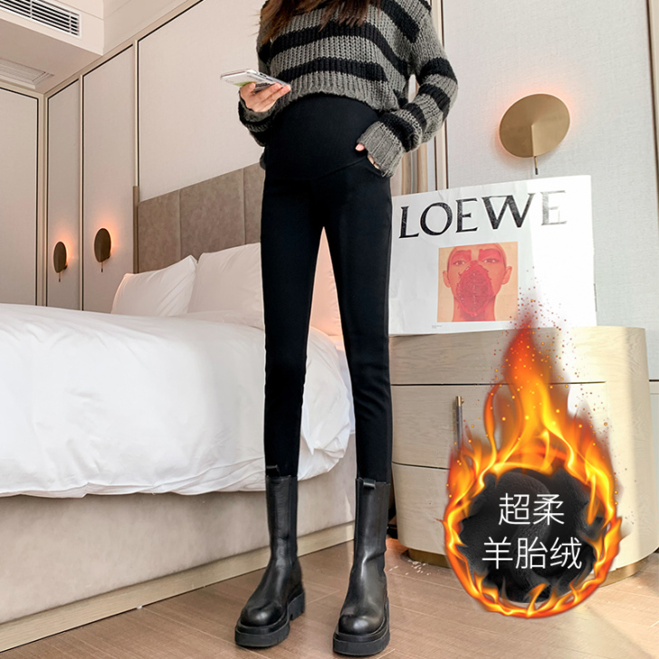 孕妇裤子秋冬季外穿秋季长裤托腹黑色小脚魔术...