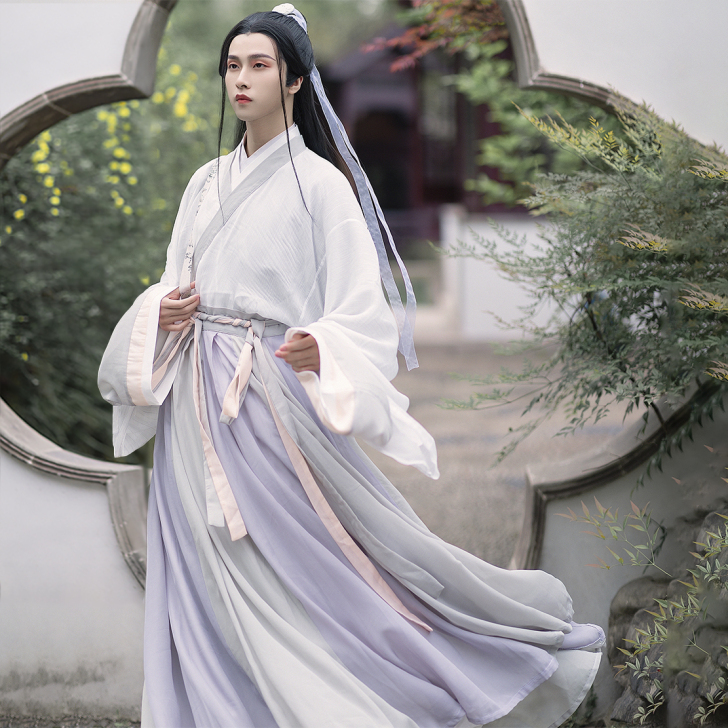 闺梦令【月白】晋制汉服女正品原创情侣交领齐...