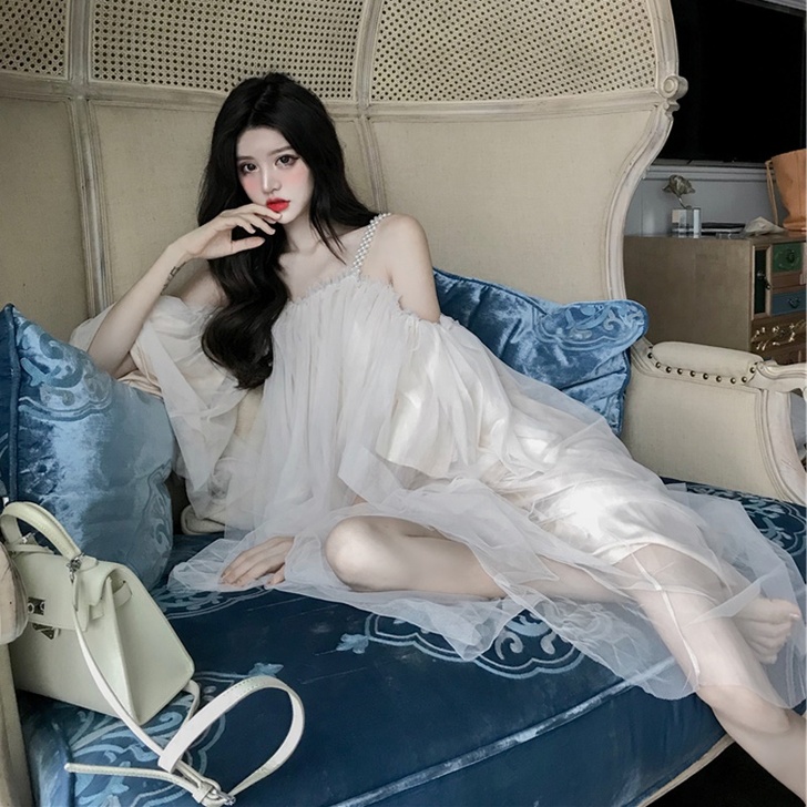 裙子仙女超仙egg裙法式初恋很仙森系露肩性...