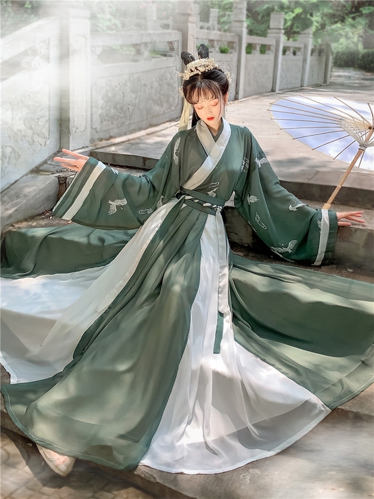 汉服女齐腰襦裙晋制交领三件套