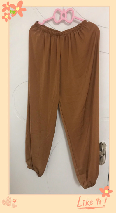 咖色束脚阔腿裤