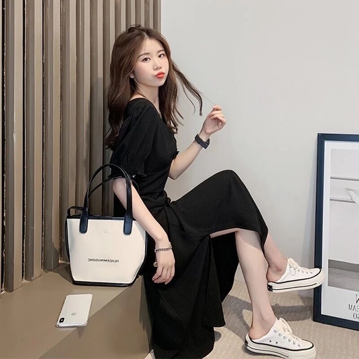 2021新款韩版小个子显瘦收腰夏季长款in...