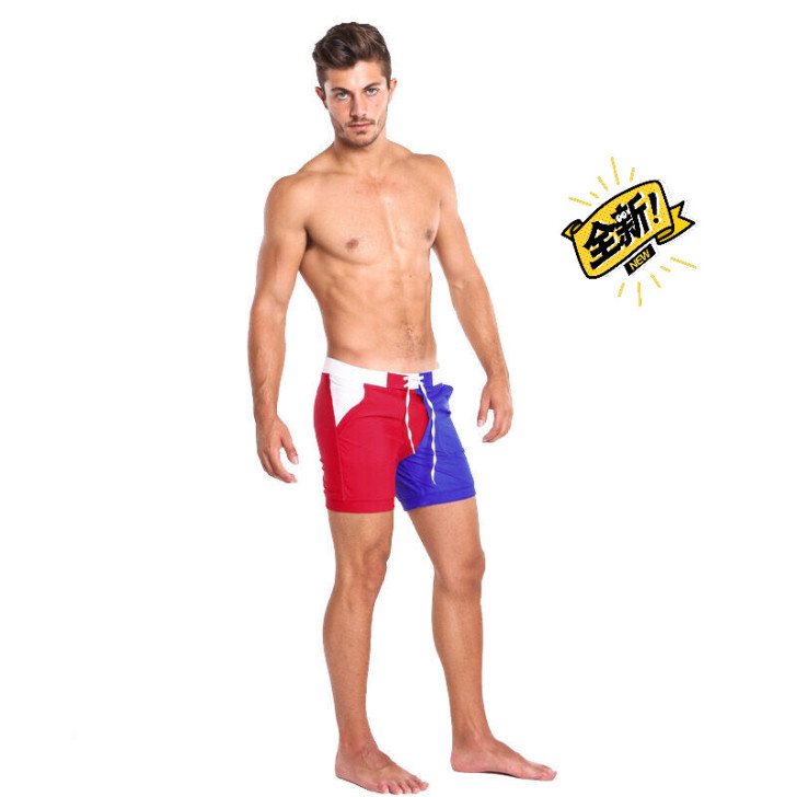 游泳裤男性感男士平角五分温泉防尴尬速干沙滩...