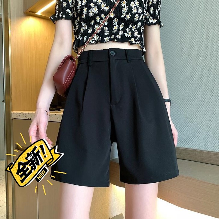西装短裤女2021夏季新款薄高腰显瘦百搭宽...