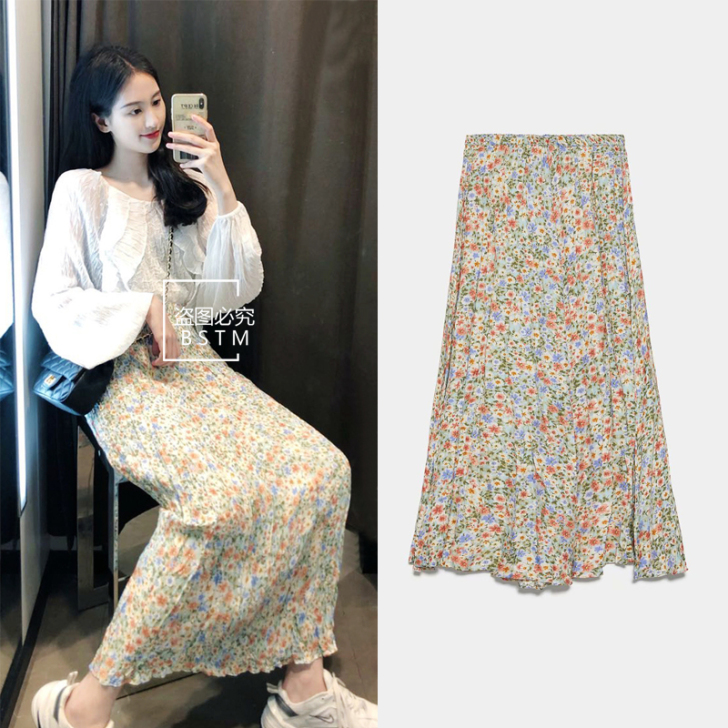HM UR.ZARA碎花半身裙女春秋港味复...
