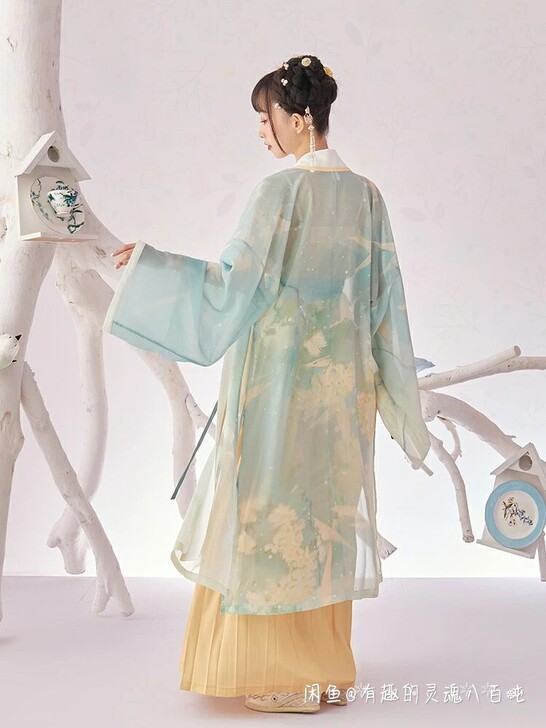 十三余西湖龙女xl码L码汉服绿色宋制全套汉...