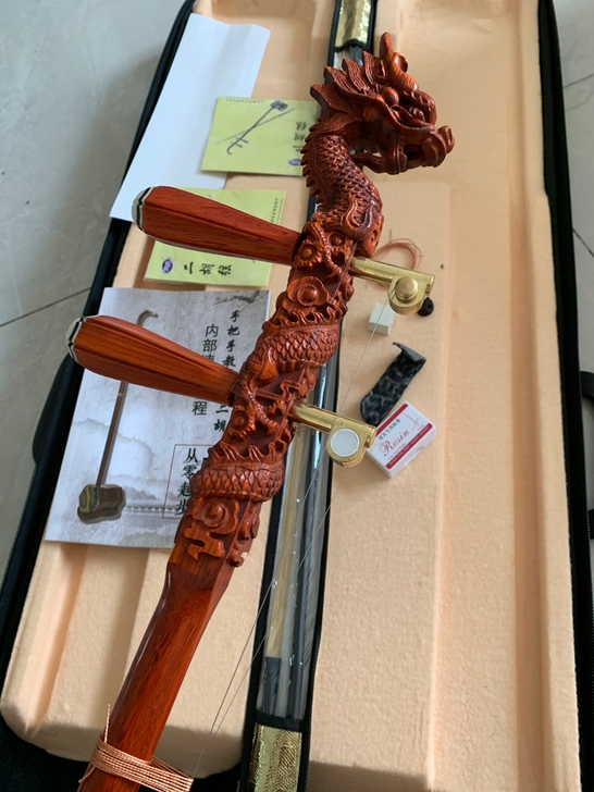 红红火火龙头二胡手工雕刻龙头杆手工蒙皮  ...
