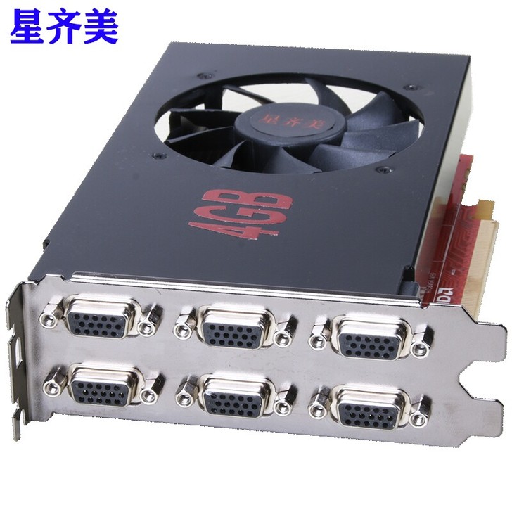 星齐美R7 350  6屏显卡 拼接卡 多...