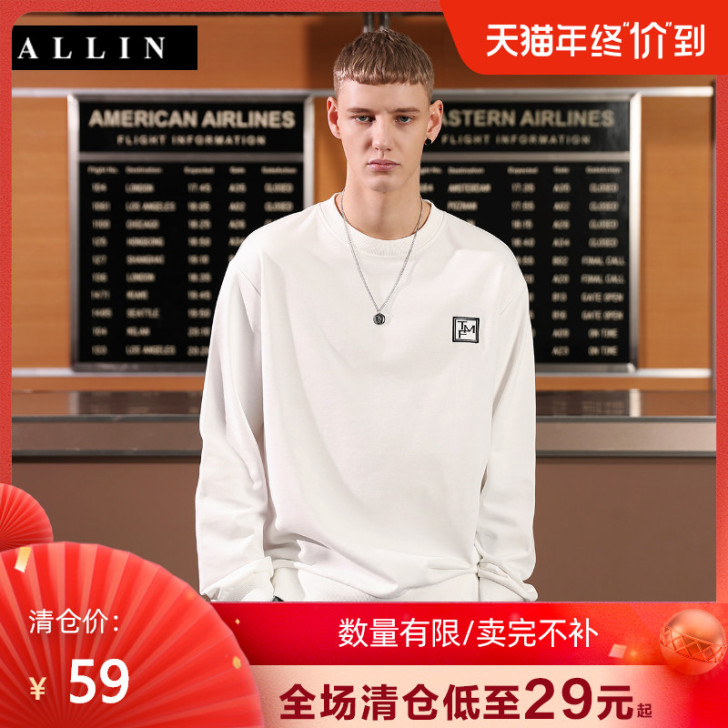 ALLIN男士卫衣 2020秋冬季新款绣标...