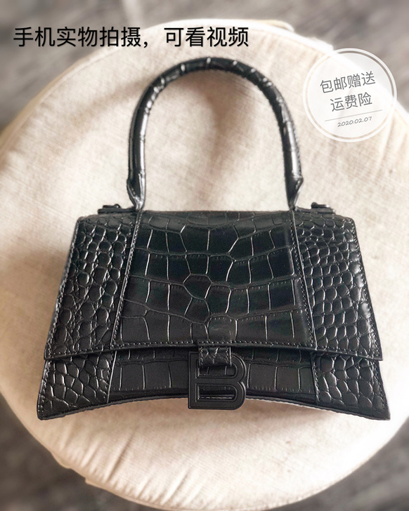 20年新款时尚网红同款鳄鱼纹沙漏包真皮B字...