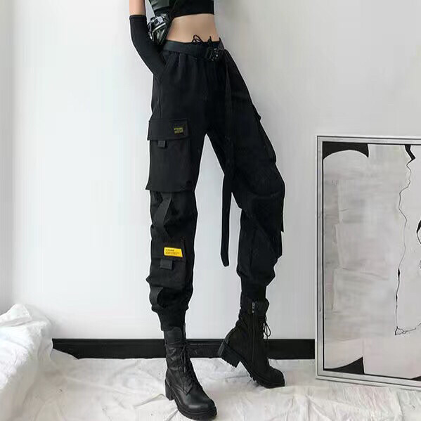 加绒秋冬宽松工装裤高腰显瘦哈伦裤子