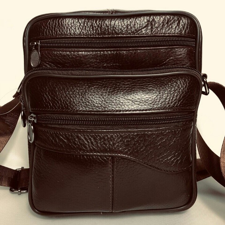 闲置出几个头层真牛皮单肩包男士包包竖款大号...