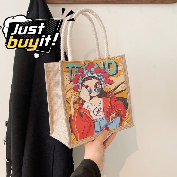 帆布包包女新款京剧个性创意手提包中国风便当...