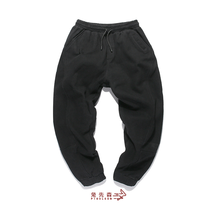 兔先森裤子韩版潮流秋冬季加绒休闲裤男束脚裤...