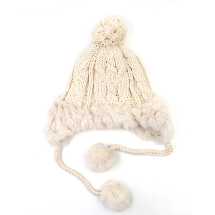 ziyi毛线帽女冬天韩版可爱兔毛加绒加厚雷...