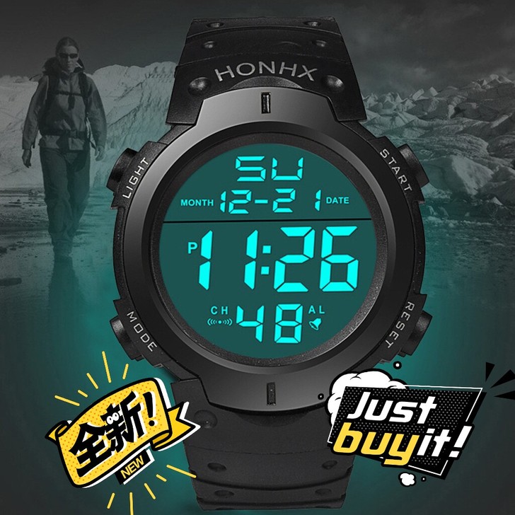 电子手表男出口品质大表盘数显夜光防水运动款...