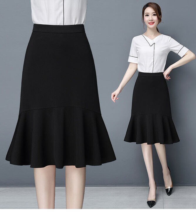 鱼尾裙半身裙子女秋2021春夏新款高腰显瘦...