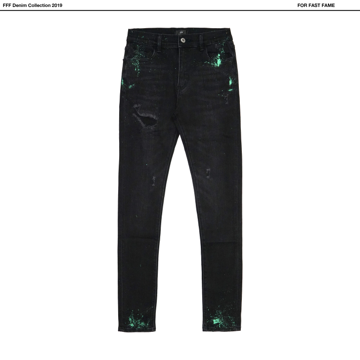 FFF黑色高街牛仔裤男潮牌秋季新款水洗做旧...
