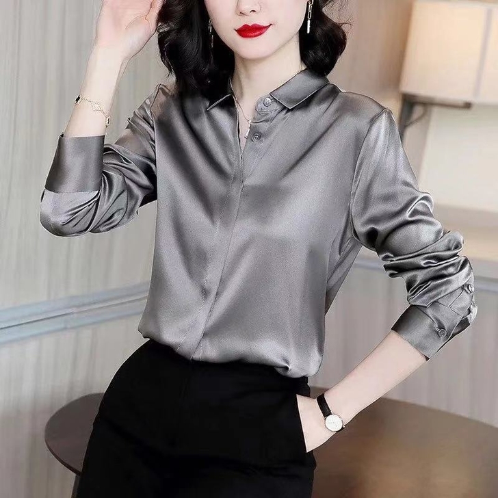 重磅真丝衬衫女长袖正品哥弟新款2021春装...