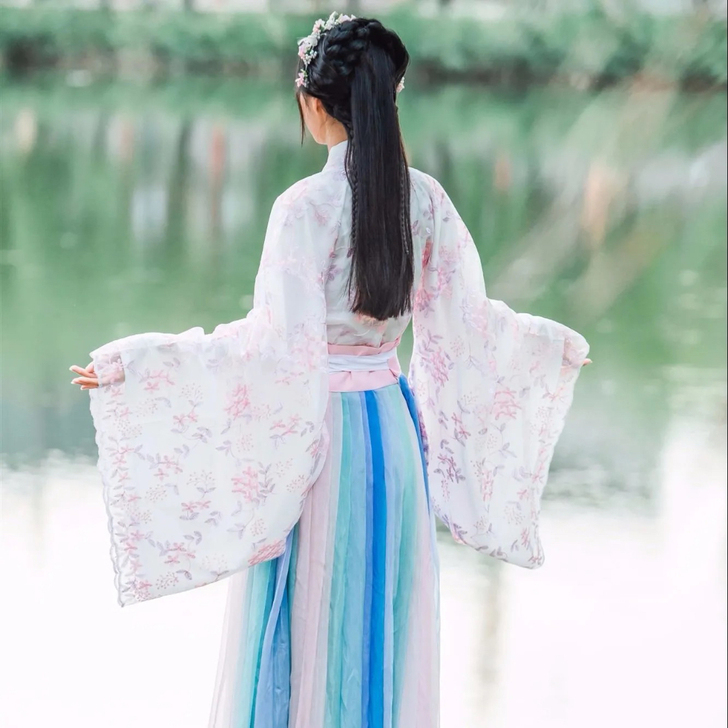 春樱粉紫齐腰衫裙原创汉服大袖衫夏原创汉服女...