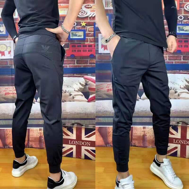 2021夏季超薄款冰丝光面爆冰男裤子韩版修...