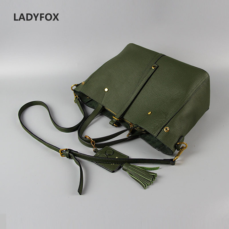 LADYFOX新款真皮女包牛皮包单肩斜跨手...