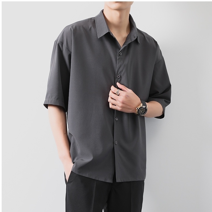 【低价清仓】夏季男士短袖衬衫免烫冰丝垂感柔...