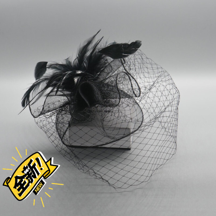 英伦名媛小礼帽网纱帽复古面纱头饰