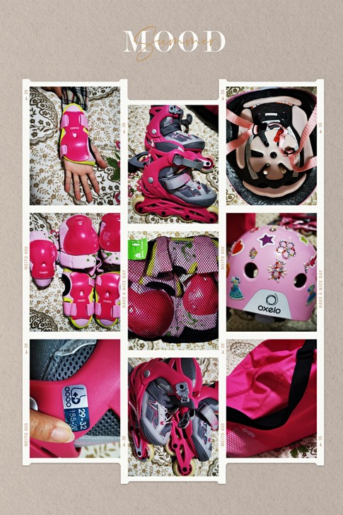 迪卡侬购买，全套女童轮滑套，有可调节大小的...