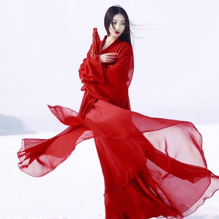 汉服女仙女裙学生古装长款大袖古典舞蹈服表演...