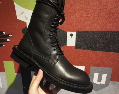 ann马丁靴女英伦风短靴ins中筒黑色真皮...