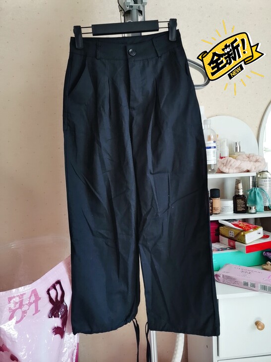 s码阔腿裤，阔腿可收成灯笼裤