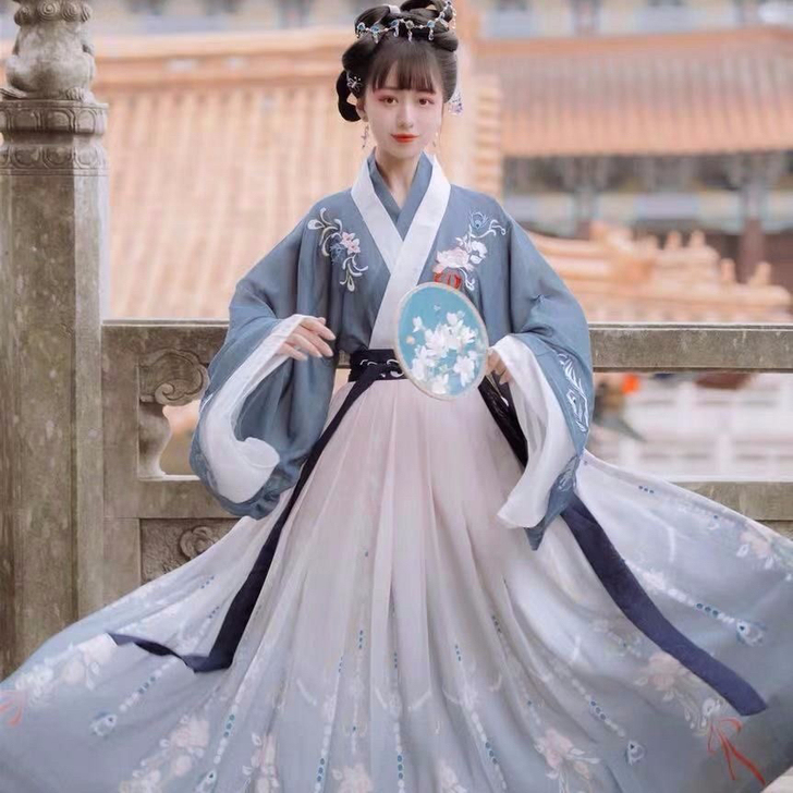 全新凤来仙原创汉服仙女裙古长款魏晋风交领齐...