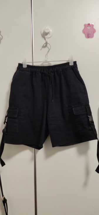 工装短裤女夏宽松直筒阔腿裤高腰chic港味...