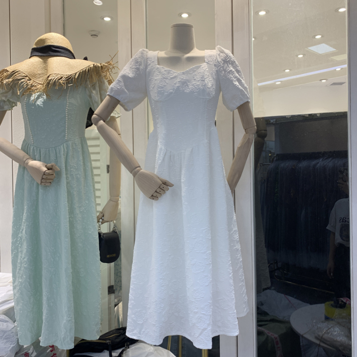 夏季名媛纯色A型甜美休闲2021韩国东大门...