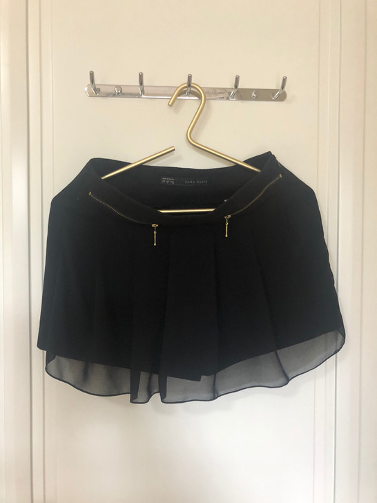 Zara黑色雪纺短裤短裙裙裤