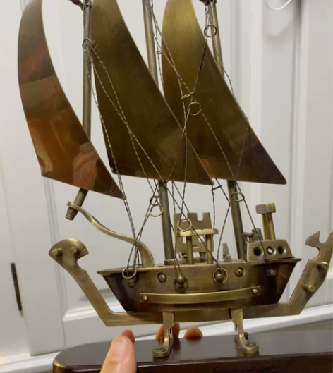 复古黄铜帆船模型/摆件 一帆风顺 朋友送的...