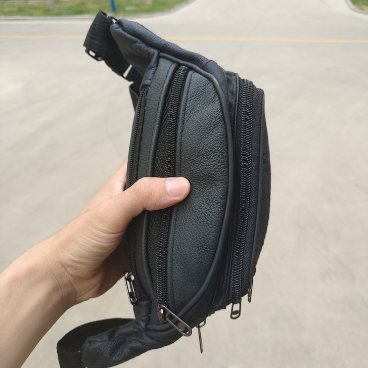 【纯牛皮】腰包胸包男斜挎多功能防水手机包男...