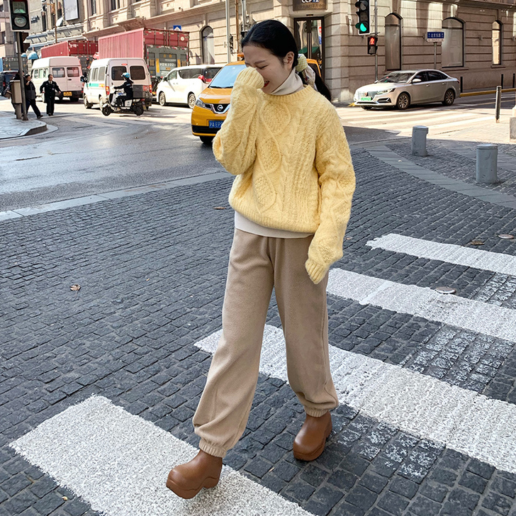 VIRGINS羊羔绒裤女加绒加厚颗粒绒收脚...