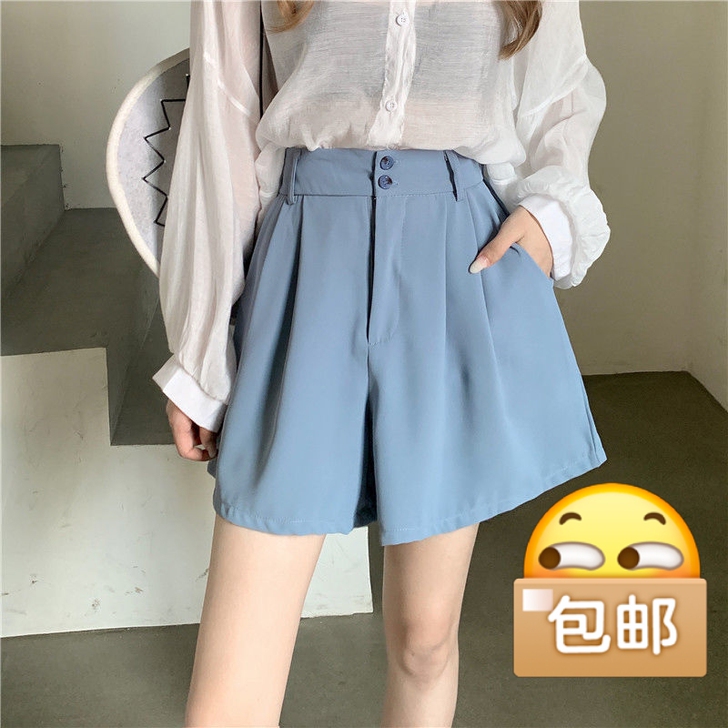 全新   高腰西装短裤女宽松2021夏季新...