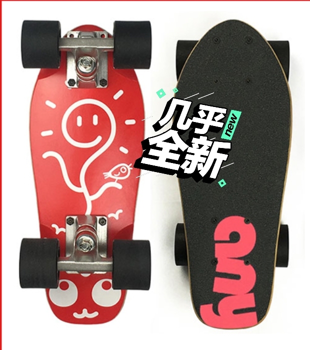 皮皮滑板anyway超萌板，全枫木迷你便携...