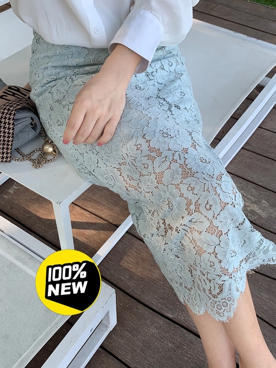 高端奢华鱼骨蕾丝半裙镂空包臀裙女
