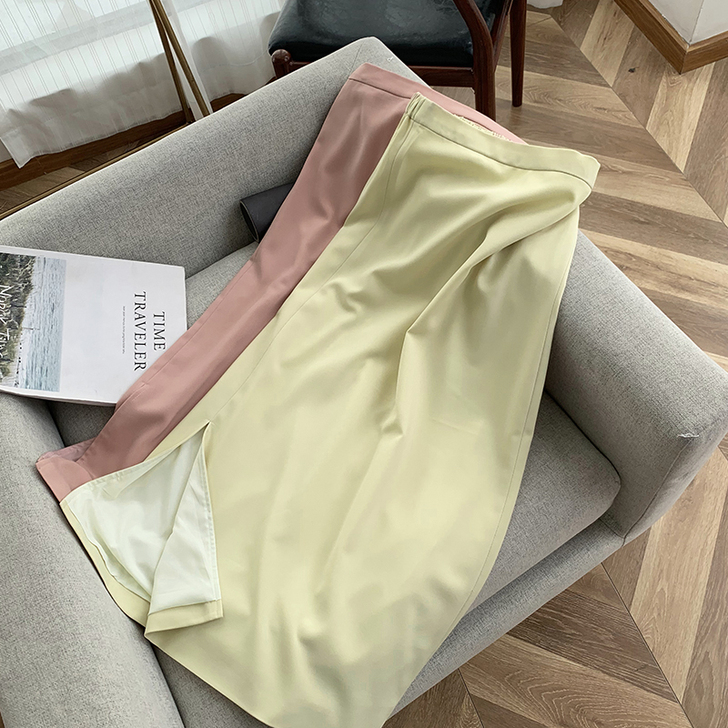 简约气质修身一步裙 半松紧腰过膝半身裙