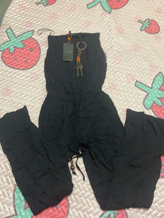 夏天黑色古着连体裤