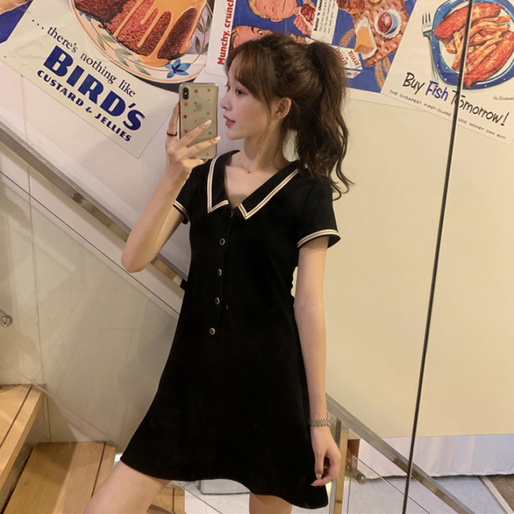 2021夏新款女装显瘦Polo连衣裙气质小...