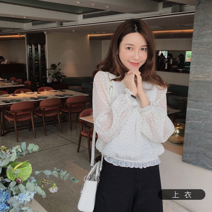 张大奕 波点连体裤夏新款雪纺上衣女日韩ul...
