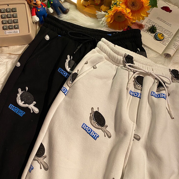 加绒运动裤子女秋冬2020新款宽松直筒束脚...